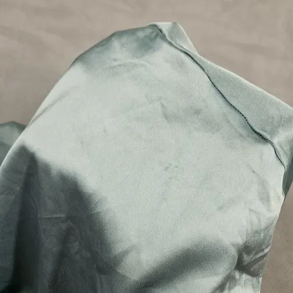 Victoria’s Secret Slip Dress Women's Large Green Satin Drape Neck Mini Y2K Party - Picture 5 of 13